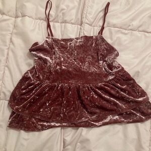 American Eagle Outfitters Pink Sleeveless Bustier Peplum Crop Top